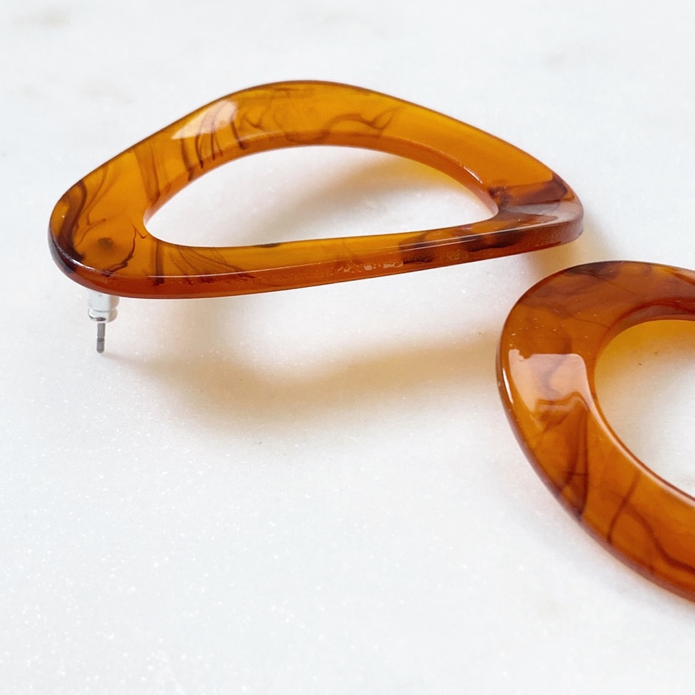 "Larsen" Earrings || Amber Geometric Statement - Picture 8 of 14